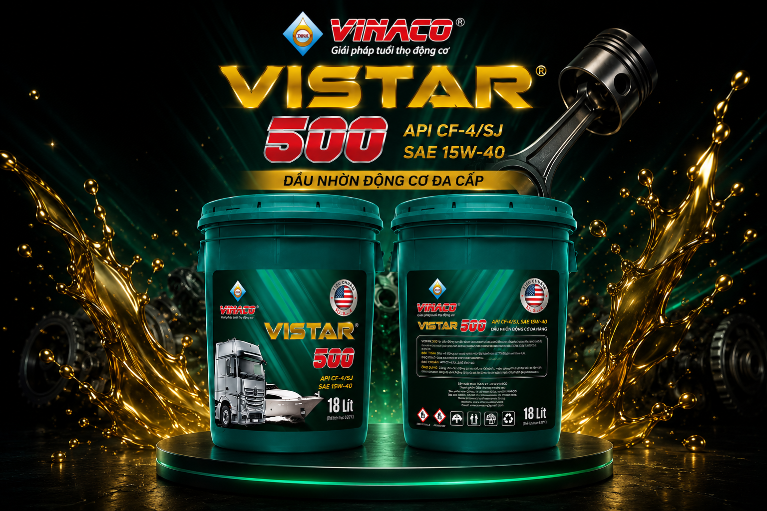 Vistar 500 – 18L (Dầu nhờn động cơ xăng và diesel hảo hạng)