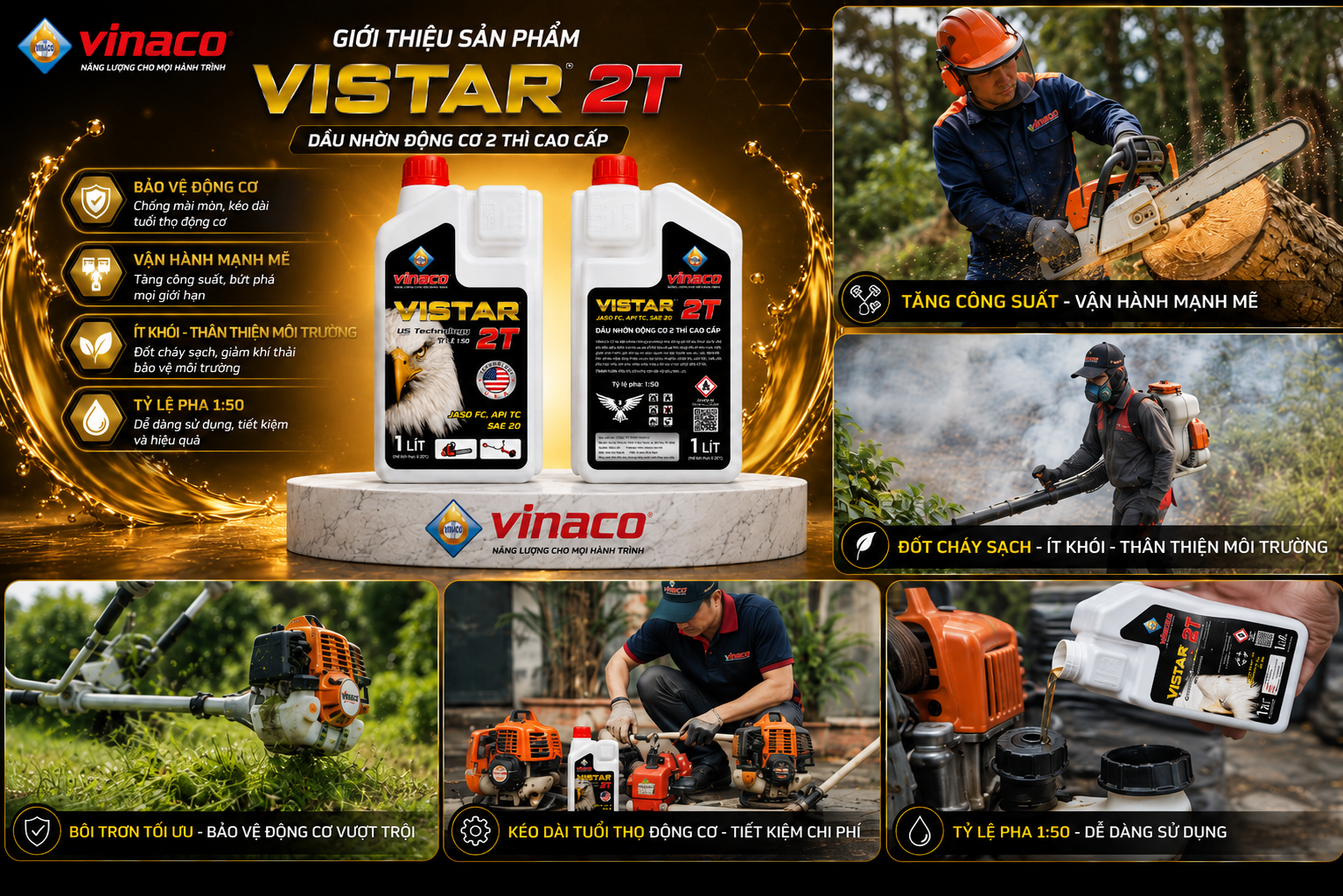Vistar 2T – 1L (Dầu nhờn động cơ xăng 2 thì cao cấp) - Ảnh 2