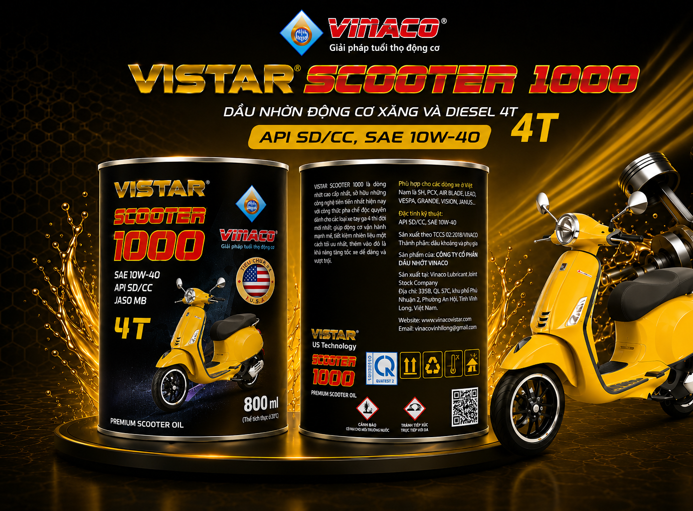 Vistar Scooter 1000 (Dầu nhờn xe tay ga phân khối lớn)