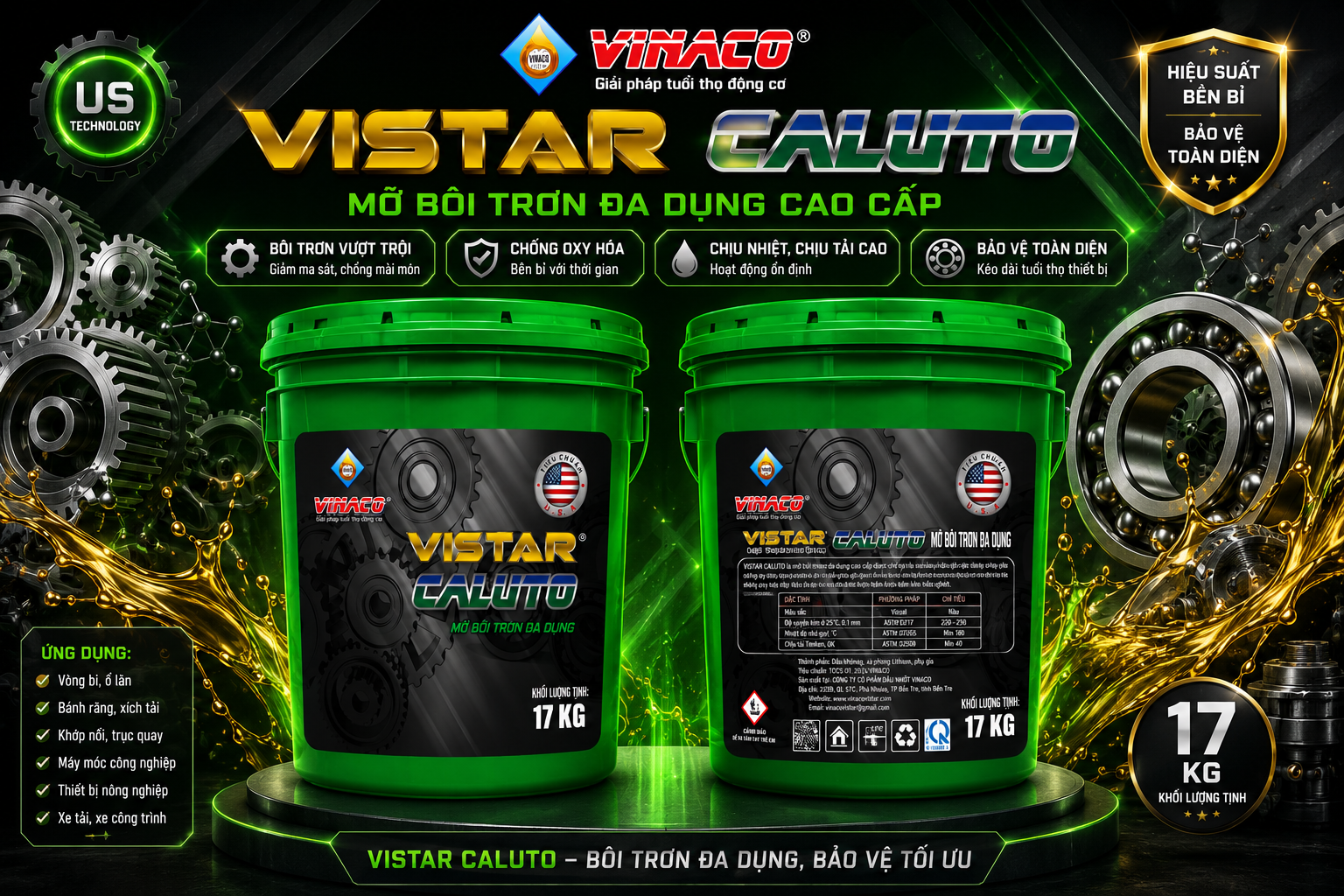 Vistar Caluto 17kg ( Mỡ bôi trơn đa dụng)
