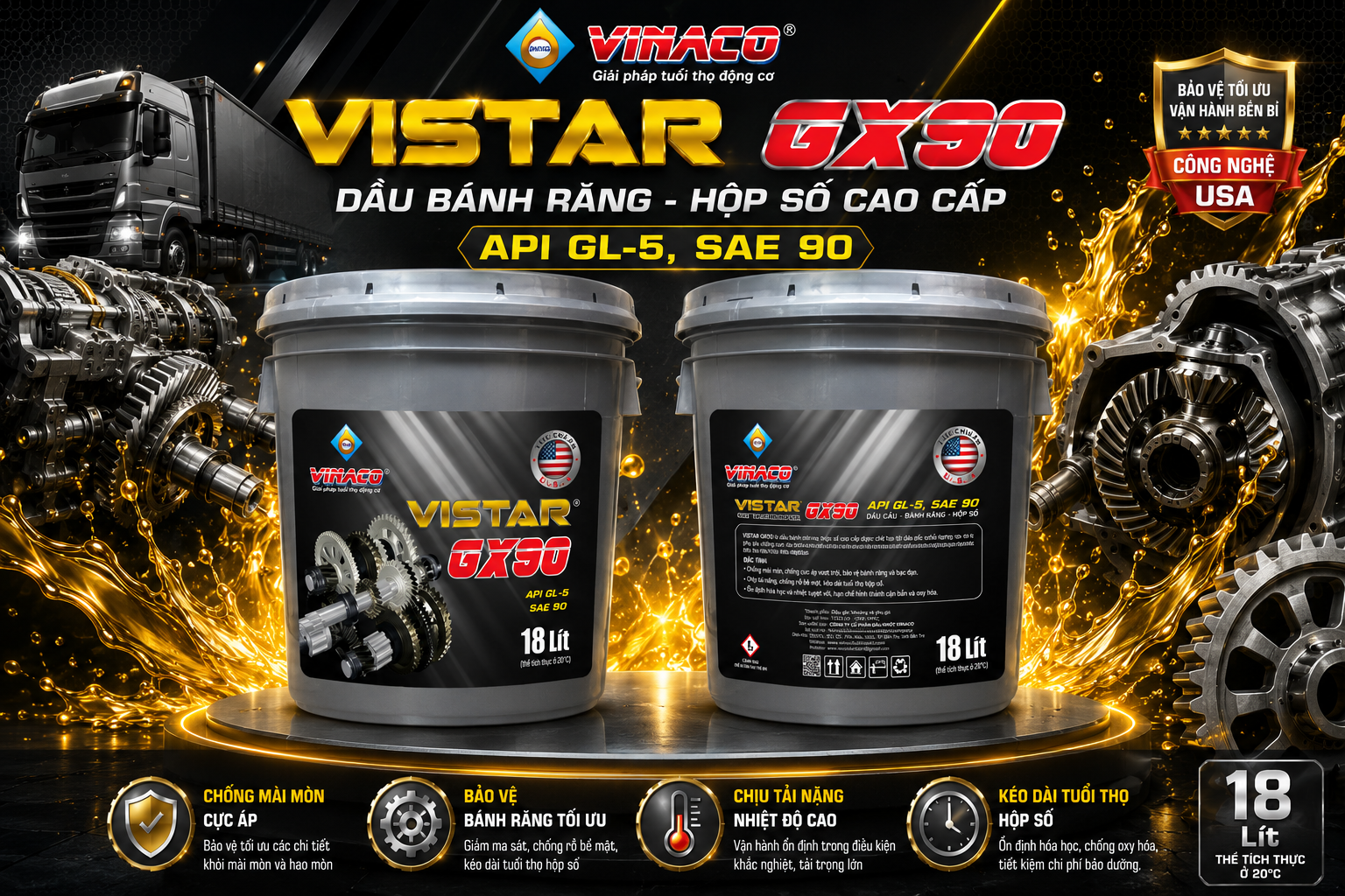 Vistar GX90 – 18L (Dầu cầu – Hộp số cao cấp)